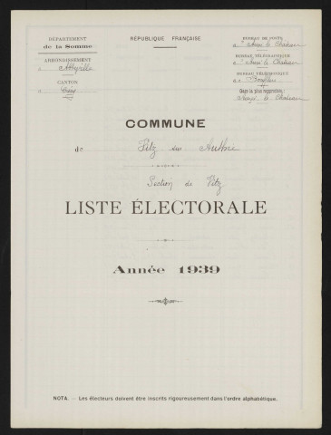 Liste électorale : Vitz-sur-Authie, Section de Vitz