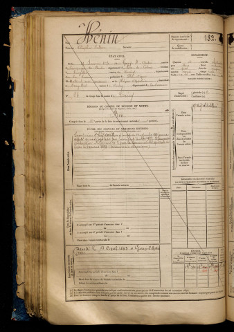Hénin, Cléophas Sulpice, né le 19 janvier 1870 à Gouy-Saint-André (Pas-de-Calais), classe 1890, matricule n° 182, Bureau de recrutement d'Abbeville