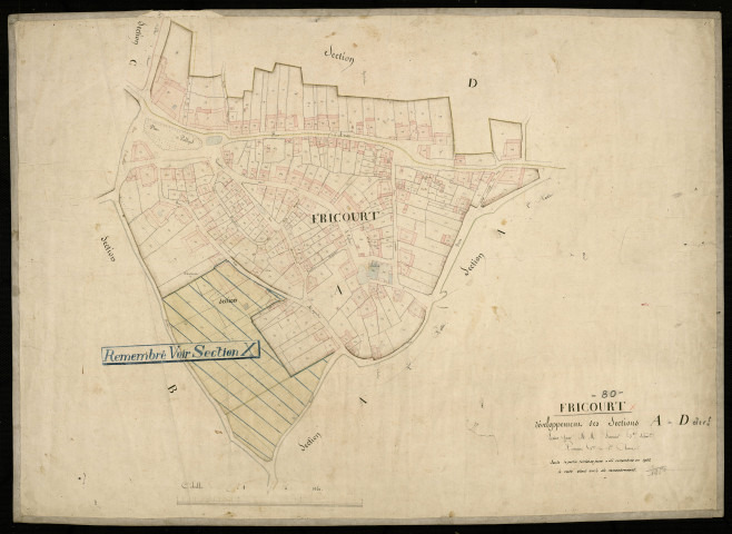 Plan du cadastre napoléonien - Fricourt : Fricourt, développement des sections A et D