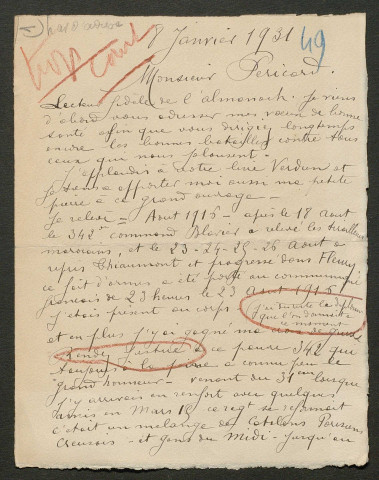 Témoignage de Charpentier, H. et correspondance avec Jacques Péricard