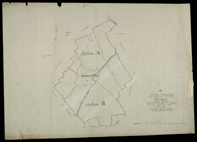 Plan du cadastre napoléonien - Mirvaux : tableau d'assemblage