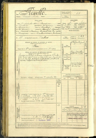 Flesselle, François Alcide, né le 01 septembre 1864 à Beauquesne (Somme, France), classe 1884, matricule n° 54, Bureau de recrutement d'Abbeville