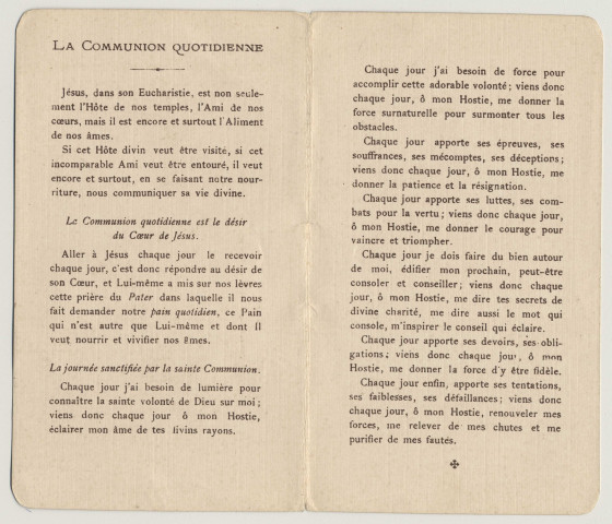 Communion quotidienne. Calice et hostie. La Communion Quotidienne