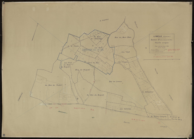 Plan du cadastre rénové - Limeux : section D