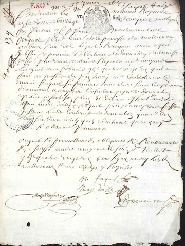 Etude de Me Pierre Trencart à Amiens (étude n°7). Minutes de l'année 1681