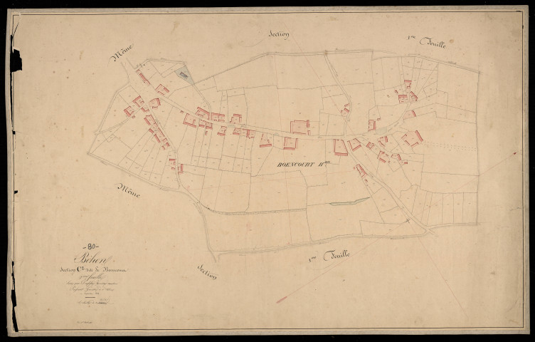 Plan du cadastre napoléonien - Behen : Boencourt, C2 et partie de C1 développée