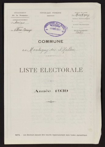 Liste électorale : Montigny-sur-l'Hallue
