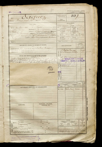 Saguez, Marius Joseph Augustin, né le 30 mars 1901 à Coisy (Somme), classe 1921, matricule n° 557, Bureau de recrutement d'Amiens