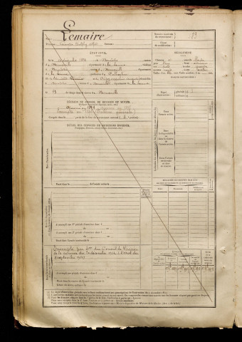 Lemaire, Georges Wulphy Alfred, né le 10 décembre 1873 à Bernâtre (Somme), classe 1893, matricule n° 183, Bureau de recrutement d'Abbeville