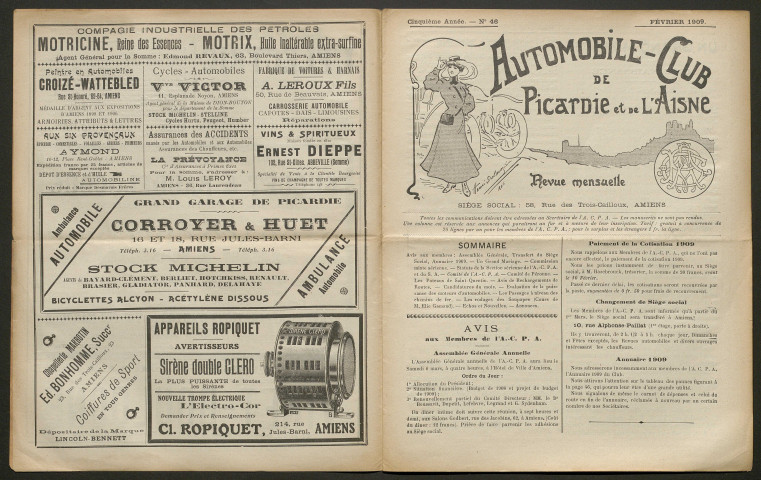 Automobile-club de Picardie et de l'Aisne. Revue mensuelle, 5e année, février 1909