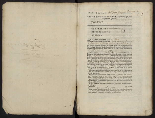 Contrôle des actes du bureau de Chaulnes pour la période du 7 février 1764 au 30 novembre 1765