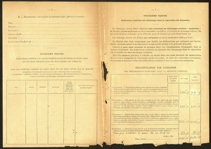 Cléry-sur-Somme. Demande d'indemnisation des dommages de guerre : dossier Villain-Mansart