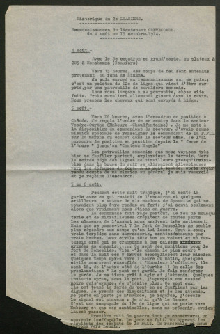 Témoignage de Crévecoeur (Lieutenant) et correspondance avec Jacques Péricard