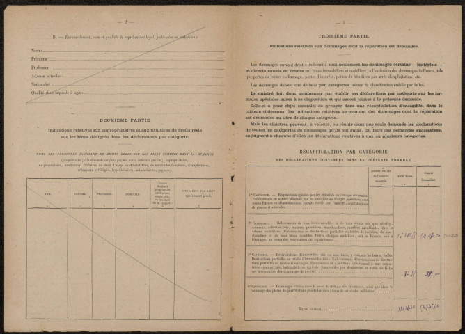 Péronne. Demande d'indemnisation des dommages de guerre : dossier Leroux-Boulenger