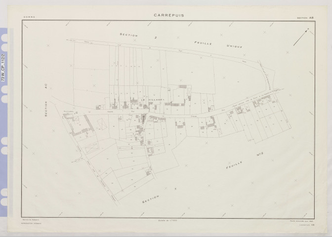 Plan du cadastre rénové - Carrepuy : section AB