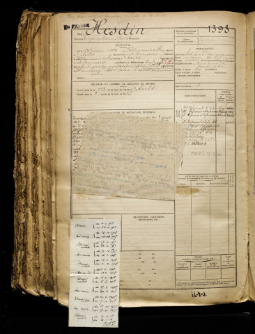 Hesdin, Eugène Henri Michel, né le 17 juin 1897 à Béthencourt-sur-Mer (Somme), classe 1917, matricule n° 1398, Bureau de recrutement d'Abbeville