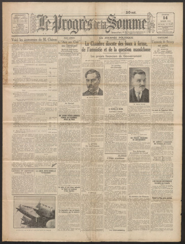 Le Progrès de la Somme, numéro 19497, 14 janvier 1933