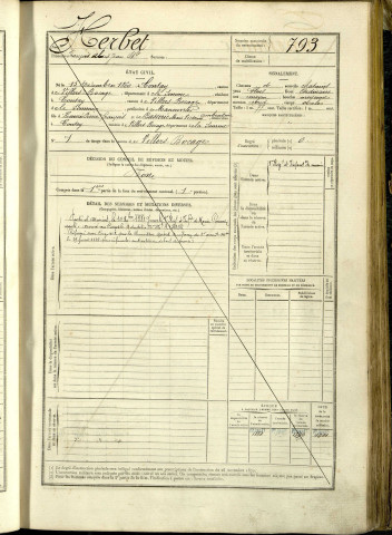 Herbet, François Abis Jean Baptiste, né le 15 décembre 1860 à Contay (Somme, France), classe 1880, matricule n° 793, Bureau de recrutement d'Amiens