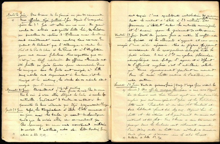 Chronique de la Grande Guerre à Lille rapportée par deux jeunes civiles, Irma et Louise Bornay. Cahier n° IV du 14 juin 1916 au 6 décembre 1916