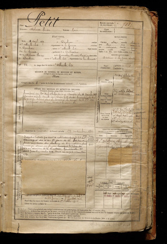 Petit, Alphonse Florian, né le 18 avril 1872 à Cambron (Somme), classe 1892, matricule n° 781, Bureau de recrutement d'Abbeville
