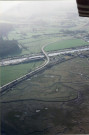 Photographie aérienne prise par François Vasselle en février 1990, montrant les traces d'anciennes voies de chemin de fer de 1918 à Saint-Valery-sur-Somme