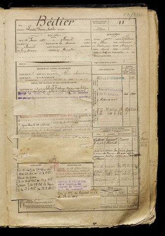 Bédier, Louis Pierre Eusèbe, né le 16 février 1889 à Moreuil (Somme), classe 1909, matricule n° 11, Bureau de recrutement de Péronne