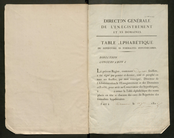 Table du répertoire des formalités, de Delsau à Devauc, registre n° 6 (Péronne)