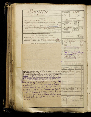 Couillet, Maurice Gérard, né le 23 août 1897 à Amiens (Somme), classe 1917, matricule n° 1286, Bureau de recrutement d'Amiens