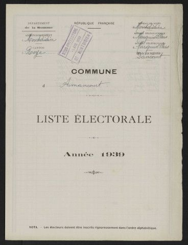 Liste électorale : Armancourt
