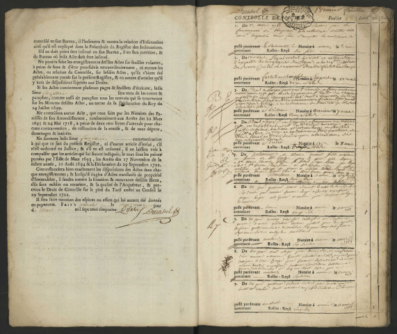Contrôle des actes du bureau d’Amiens pour la période du 13 mars 1755 au 1er août 1755