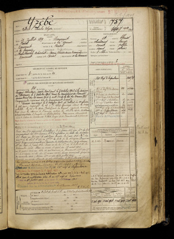 Yzèbe, Robert Charles Ulysse, né le 21 juillet 1889 à Hancourt (Somme), classe 1909, matricule n° 757, Bureau de recrutement de Péronne