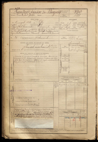 Vander Cruisse De Waziers, Pierre Michel Joseph, né le 04 mars 1868 à Lille (Nord), classe 1888, matricule n° 890, Bureau de recrutement d'Amiens