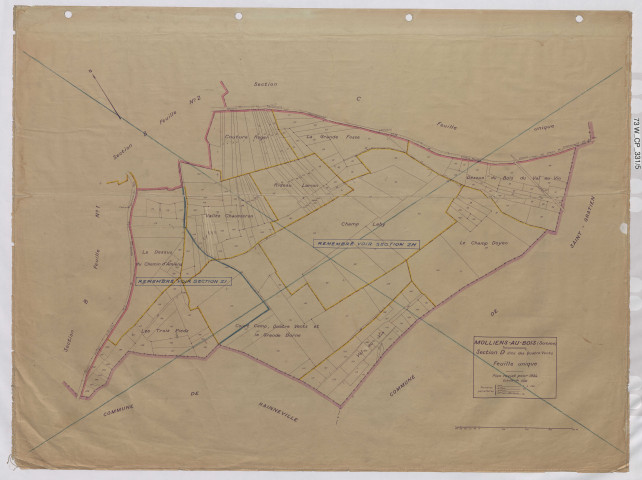 Plan du cadastre rénové - Molliens-au-Bois : section D