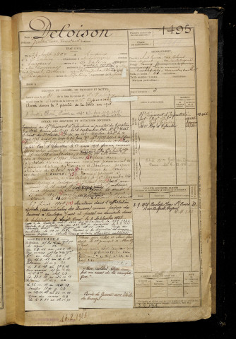Deloison, Jules Léon Constant, né le 26 août 1897 à Cayeux-sur-Mer (Somme), classe 1917, matricule n° 1495, Bureau de recrutement d'Abbeville