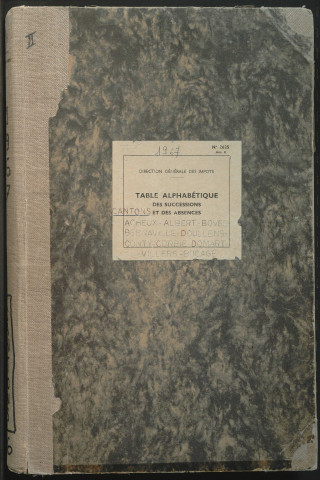 Table des successions et absences du bureau d'Amiens banlieue