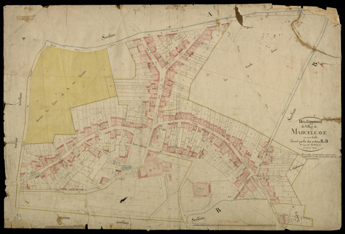 Plan du cadastre napoléonien - Marcelcave : Village (Le), B et D développement