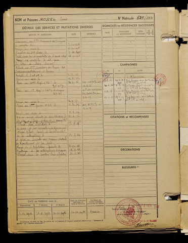 Morel, Louis, né le 24 décembre 1885 à Caix (Somme), classe 1905, matricule n° 839, Bureau de recrutement de Péronne
