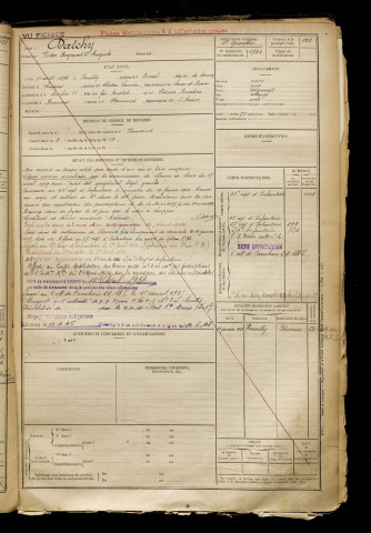 Datchy, Victor Raymond Auguste, né le 11 août 1898 à Poeuilly (Somme), classe 1918, matricule n° 1764, Bureau de recrutement de Péronne