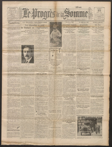 Le Progrès de la Somme, numéro 19567, 25 mars 1933