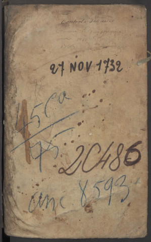 Contrôle des actes du bureau d’Amiens pour la période du 27 novembre 1732 au 16 juillet 1733