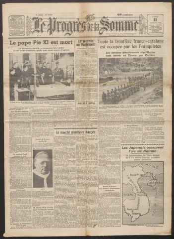 Le Progrès de la Somme, numéro 21693, 11 février 1939