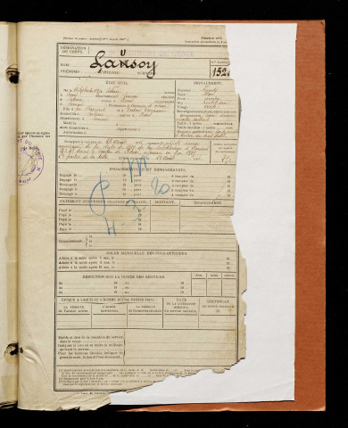 Lausoy, Marceau, né le 12 septembre 1897 à Saleux (Somme), classe 1917, matricule n° 250, Bureau de recrutement d'Amiens