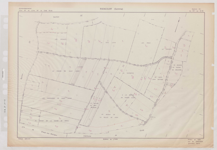Plan du cadastre rénové - Riencourt : section ZC