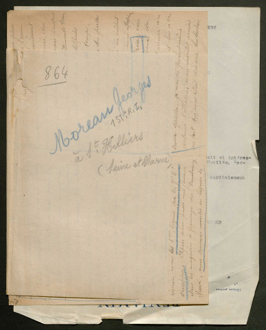 Témoignage de Moreau, Georges et correspondance avec Jacques Péricard