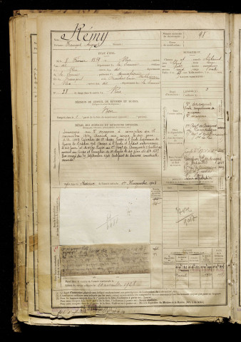 Rémy, François Auguste, né le 08 février 1879 à Rue (Somme), classe 1899, matricule n° 98, Bureau de recrutement d'Abbeville