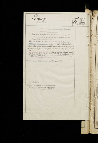 Lerouge, Lucien Emile, né le 02 janvier 1879 à Gouzeaucourt (Nord), classe 1899, matricule n° 565, Bureau de recrutement de Péronne