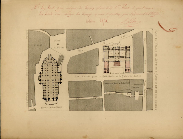 Plan du palais de justice d'Amiens et de ses abords
