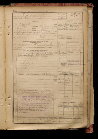 Tassencourt, Emile Amédée, né le 19 juin 1875 à Vers-sur-Selles (Somme), classe 1895, matricule n° 275, Bureau de recrutement d'Amiens