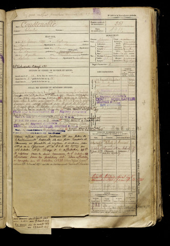 Coustenoble, Charles, né le 27 février 1896 à Saleux (Somme), classe 1916, matricule n° 251, Bureau de recrutement d'Amiens