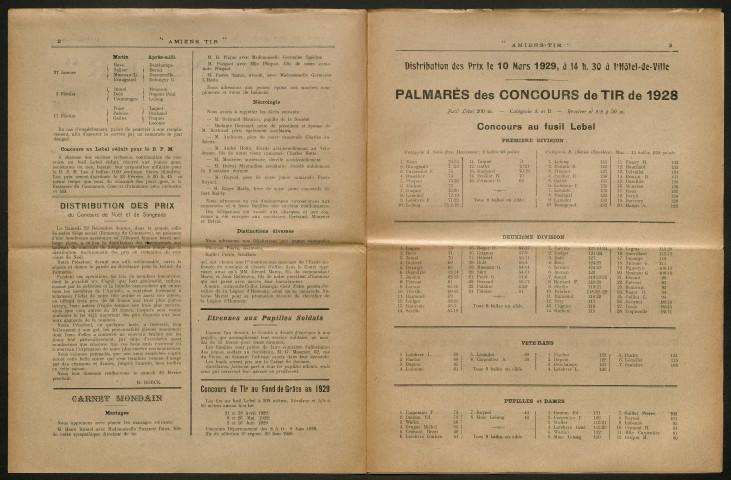 Amiens-tir, organe officiel de l'amicale des anciens sous-officiers, caporaux et soldats d'Amiens, numéro 22 (janvier 1929)